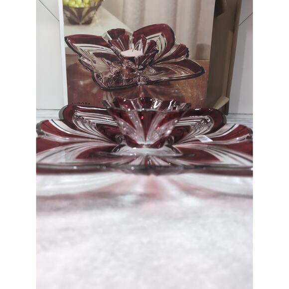 Fifth Avenue Crystal Aurora Chip & Dip Dish, Crystal Serving Dish, Plomb Dish‎ - Picture 3 of 12